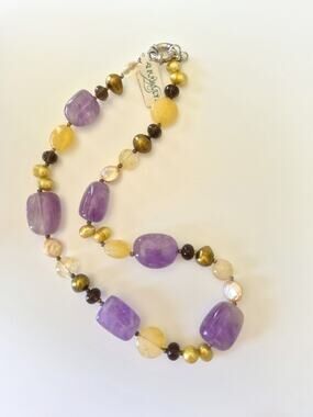 Alexander Kalifano Cultured Pearl Amethyst and Agate Bead Necklace